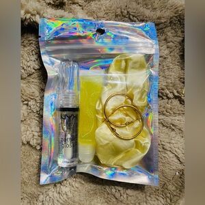 Lip Gloss & Gold Hoops Mini Accessory Bundle
